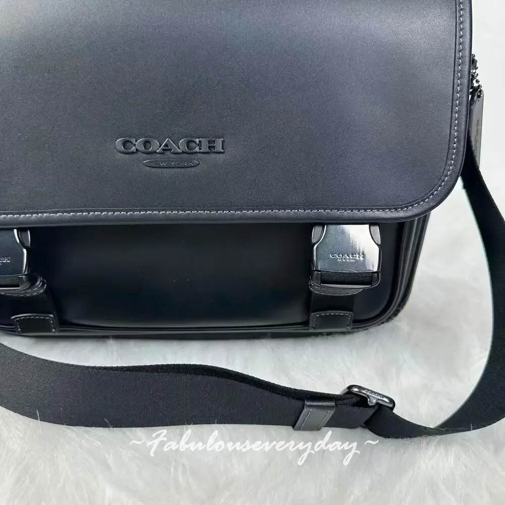 Coach Men Racer Messenger Bag Crossbody In Leather/Qb/Black CU110 NWT